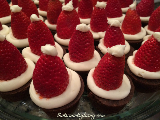 Strawberry Brownie Bite Santa Hats 1